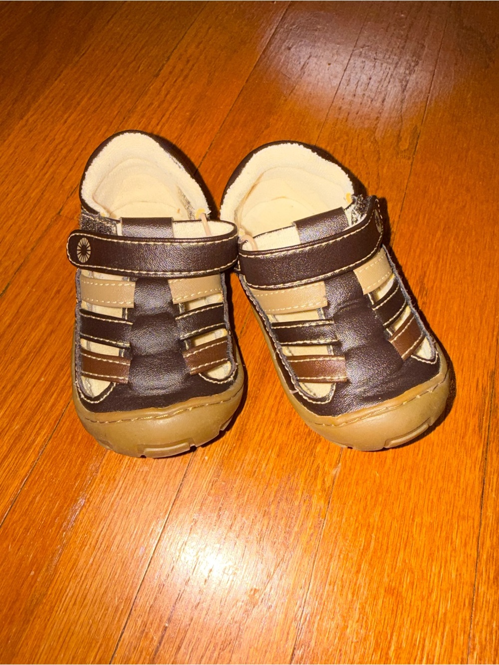 Kids Brown and Tan Closed-Toe Sandals 5c U